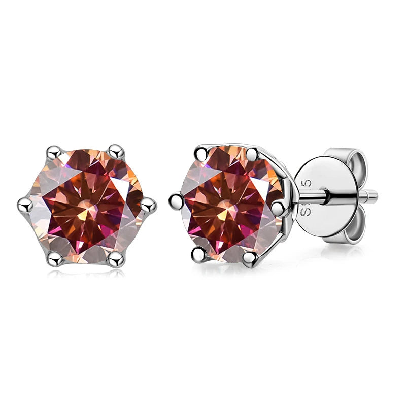 Butterflykiss D Color Moissanite Stud Earrings — 925 Sterling Silver | GRA Certified | 0.5CT, 1CT & 2CT | 20+ Colors