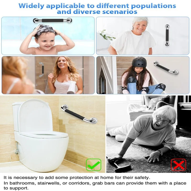 1PC Grab Bar for Bathtubs Showers Stainless Steel Silicone Anti Slip Bathroom Safety Handle Elderly Senior Accessible Handrails