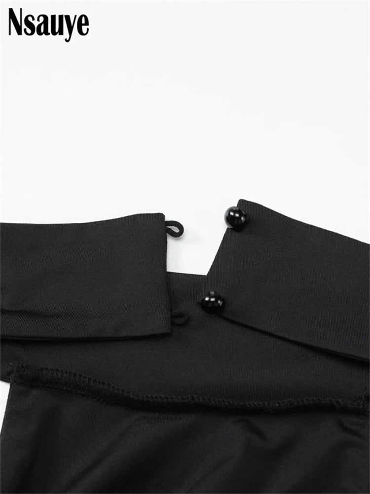 Nsauye Hollow Out Sexy Women Maxi Dress Black Sleeveless High Split Female Summer Autumn Skinny Elegant Long Dresses Party Club