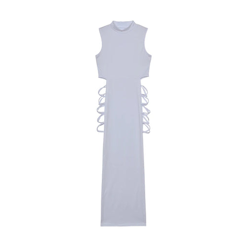 Criss Cross Cut-Out Bodycon Dress — Mock Neck Sleeveless Lace-Up | Sexy Club Streetwear | S–XL