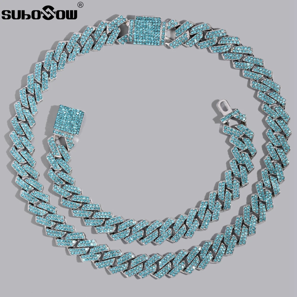 14mm Iced Out Rhombus Cuban Link Chain