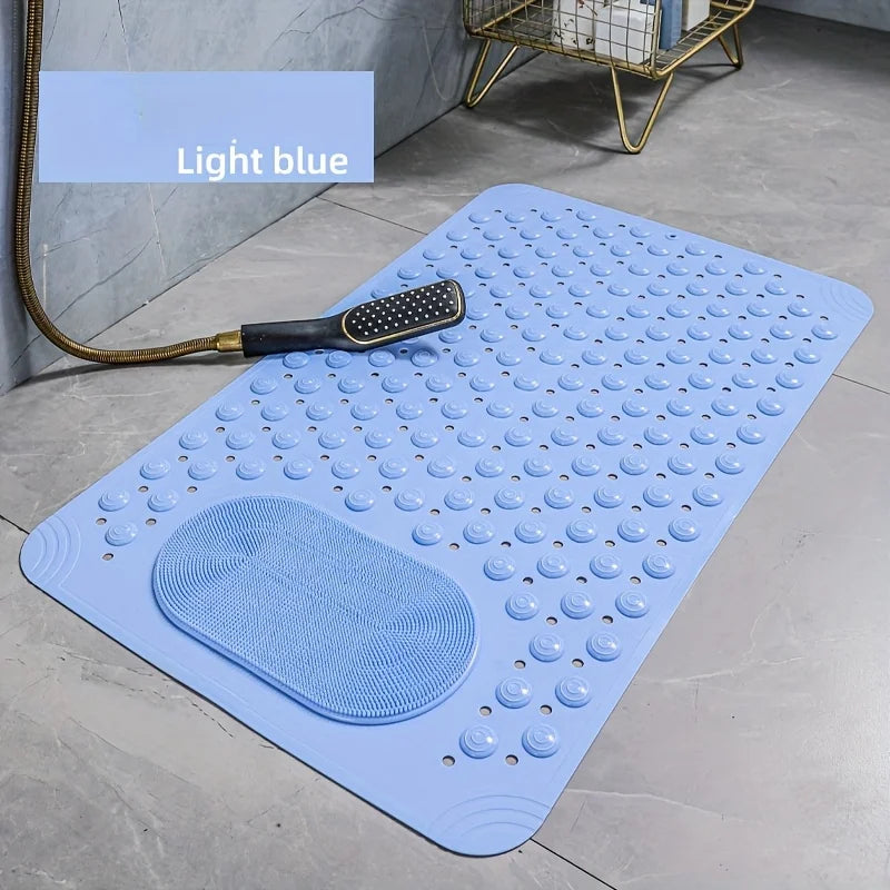 Textured PVC Shower Mat with Foot Scrubber | 36 × 69 cm