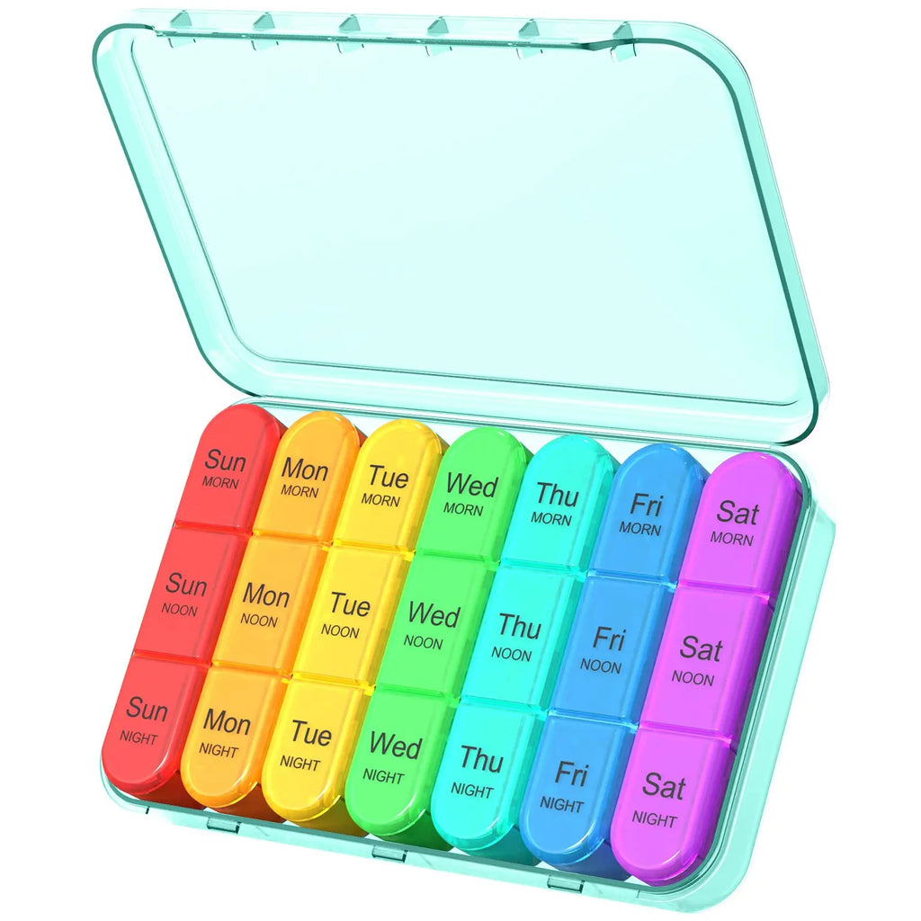 Pill Organizer 3 Times a Day - Pill Box 7 Day, Large Weekly Medicine Pill Organizer for Travel with Individual Compartments