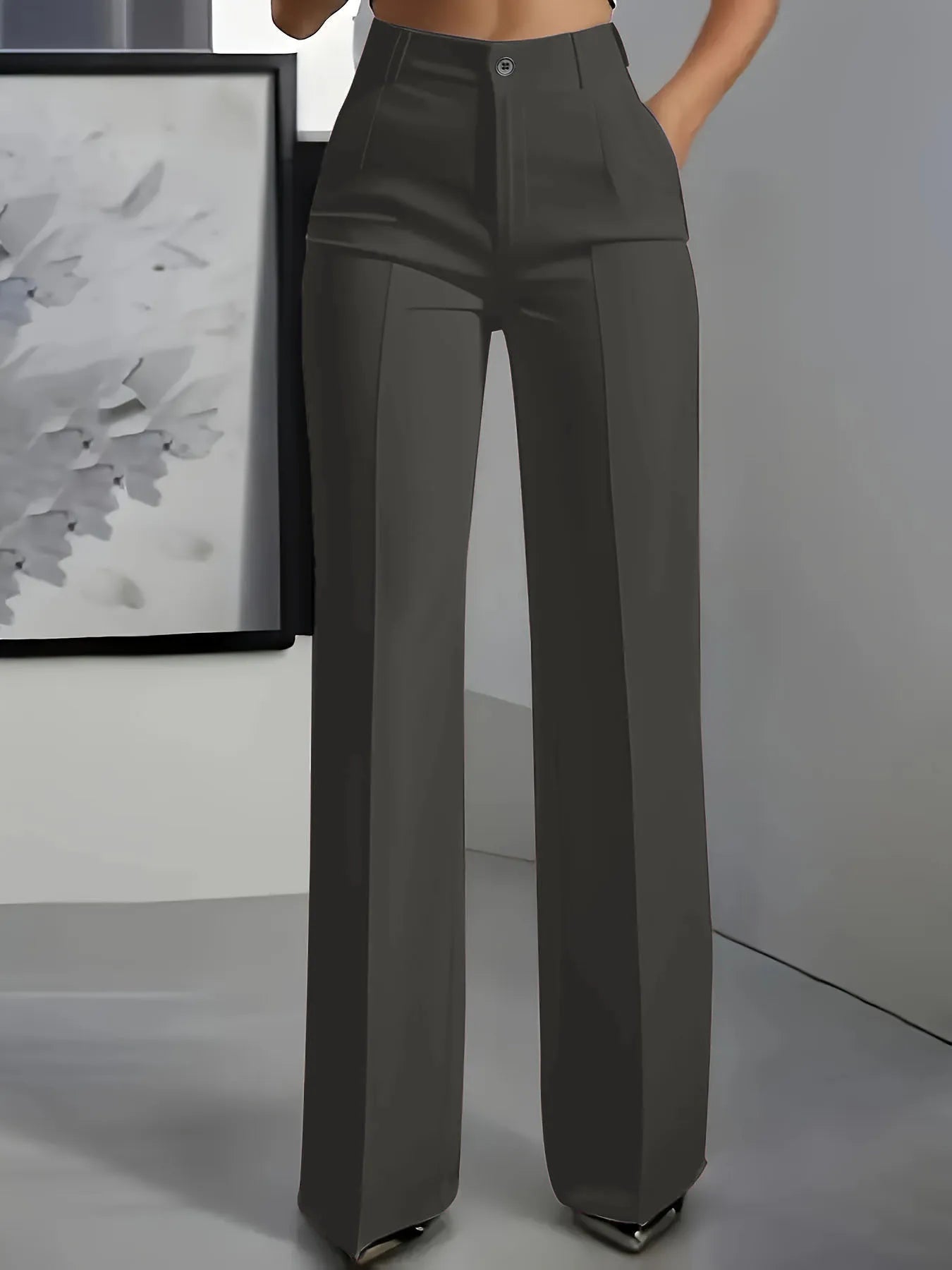 Women's High Waist Straight Leg Dress Pants – Elegant Office Trousers