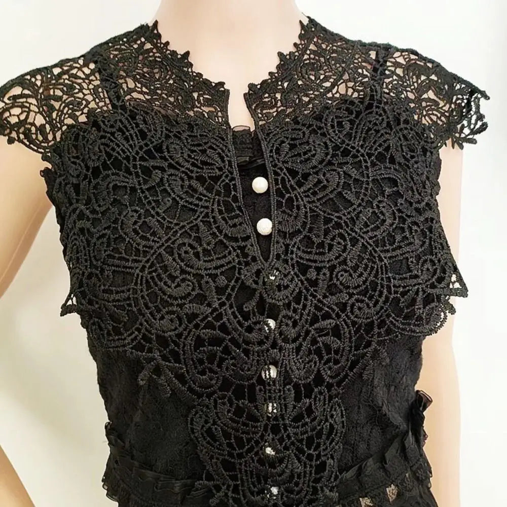 Elegant Detachable Lace Neckline Collarband Hollow Hollow Neckline Embroideried Fabric Women Neckline Apparel