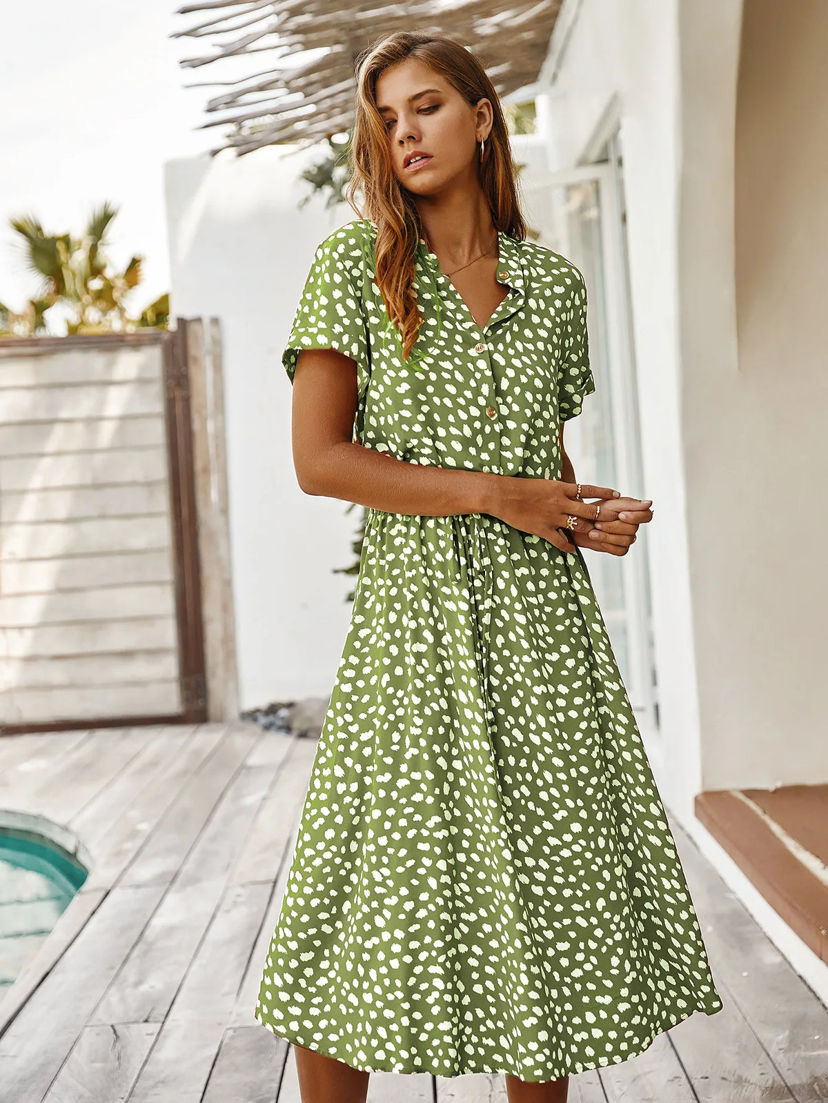 Vintage Floral Shirt Dress – Belted Mid-Calf Fit