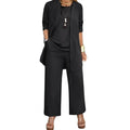 Women's 3-Piece Cardigan, Vest & Wide Leg Pants Set – Casual Loose Pantsuit