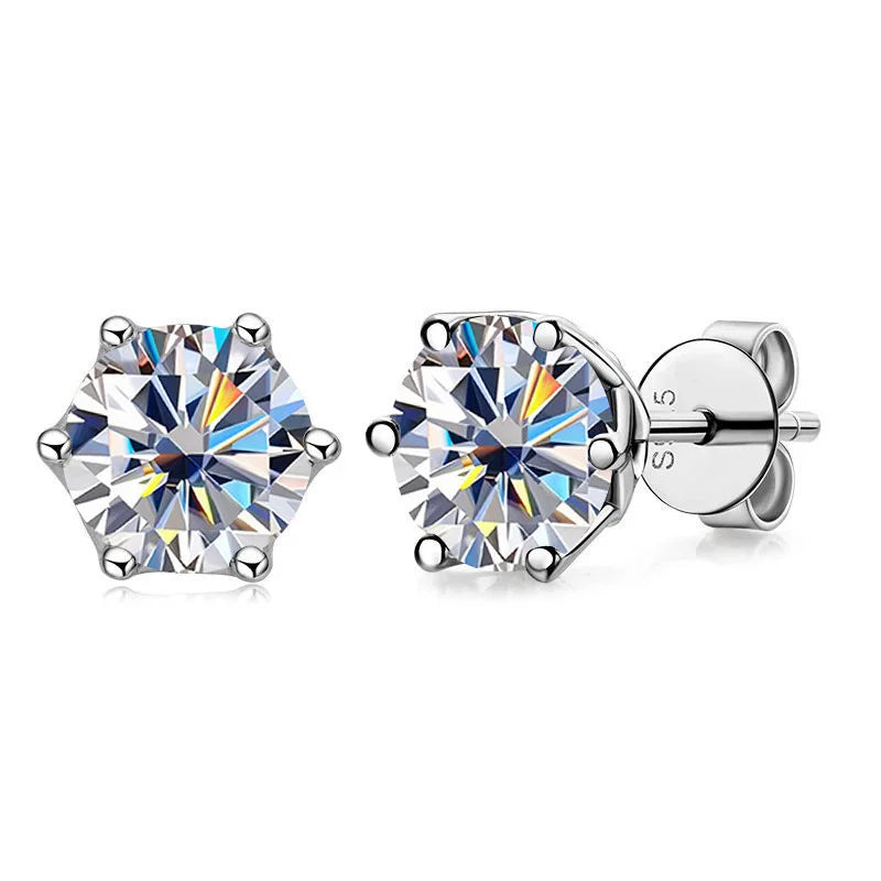 Butterflykiss D Color Moissanite Stud Earrings — 925 Sterling Silver | GRA Certified | 0.5CT, 1CT & 2CT | 20+ Colors
