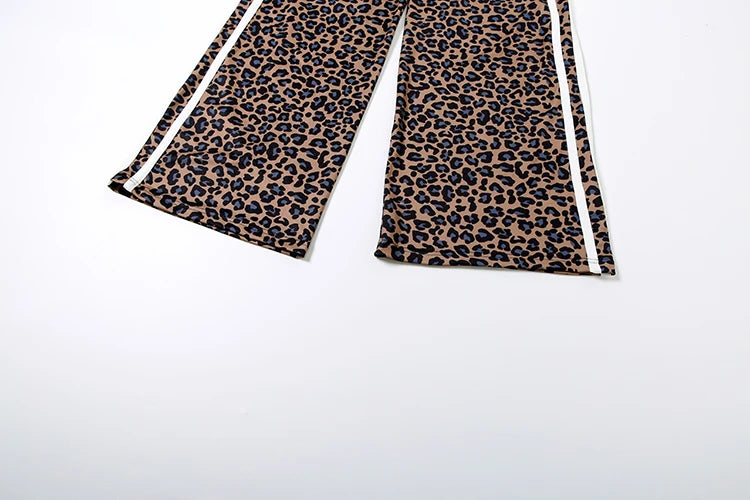 Leopard Print Wide-Leg Pants | High-Waist Ankle-Length Trousers