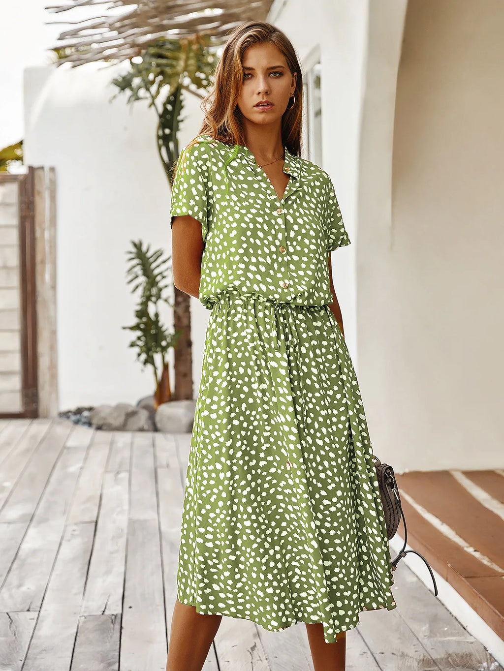 Vintage Floral Shirt Dress – Belted Mid-Calf Fit