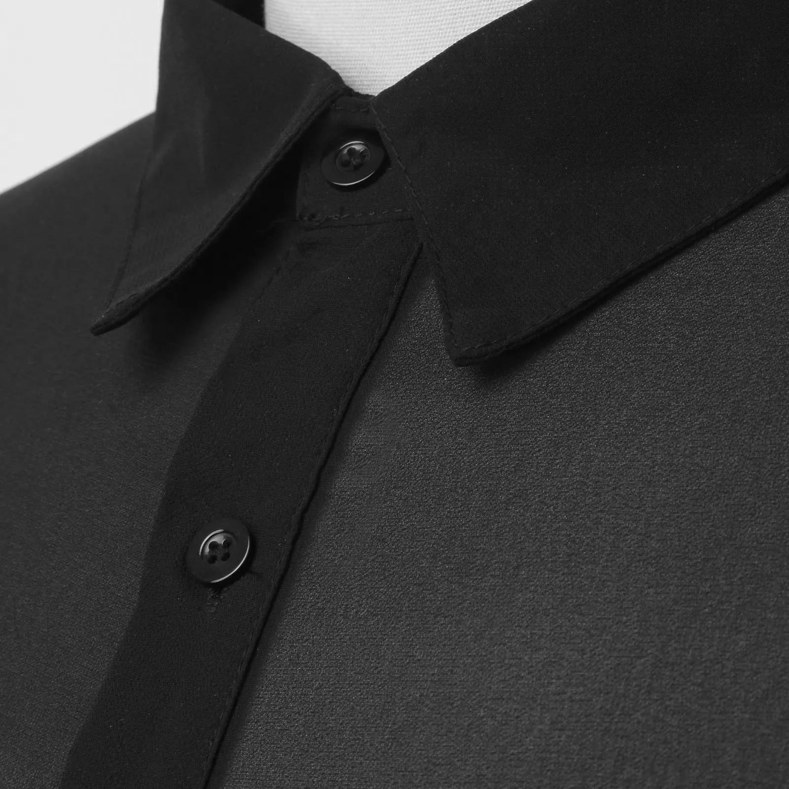 Men's Mesh See-Through Long Sleeve Shirt — Solid Color Button-Down | Vintage Streetwear Retro Party | S–3XL