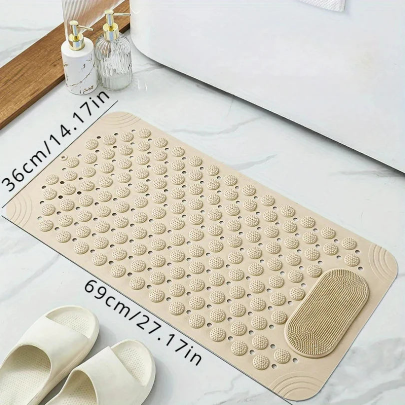Textured PVC Shower Mat with Foot Scrubber | 36 × 69 cm