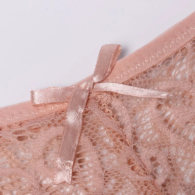Women's Lace Thong Panties Brazilian Cut Low Waist Sexy See Through Lingerie Hollow Out Comfortable Elastic Underwear