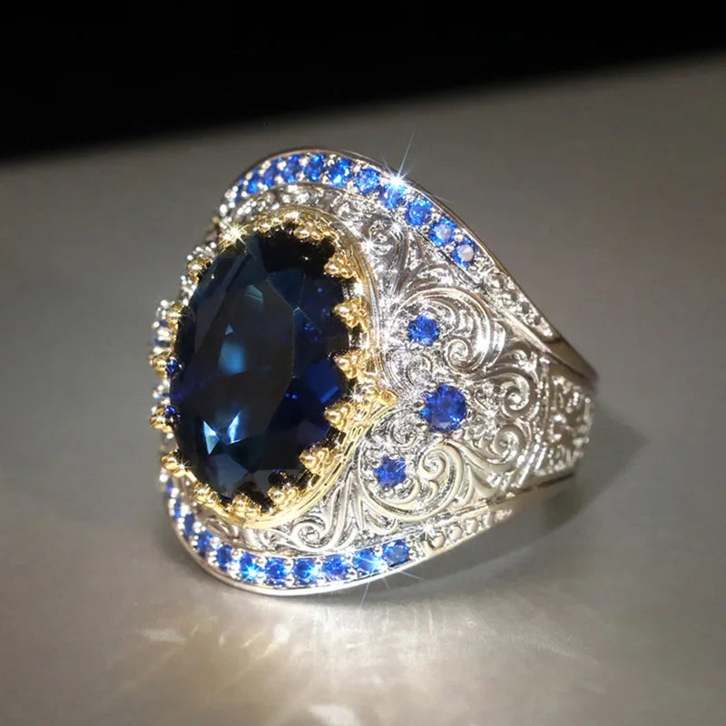 Two-Tone Water Drop Zircon Ring