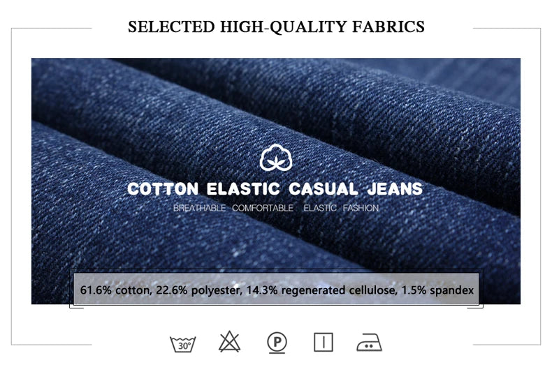 Men’s Classic Fitted Stretch Straight-Leg Jeans, Black & Blue