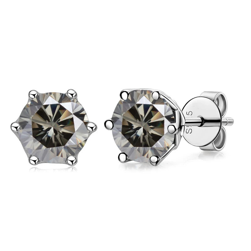 JoyceJelly VVS D Color Moissanite Stud Earrings — Russian Cut 8H8A | 925 Sterling Silver | 0.5CT–2CT | 20+ Colors