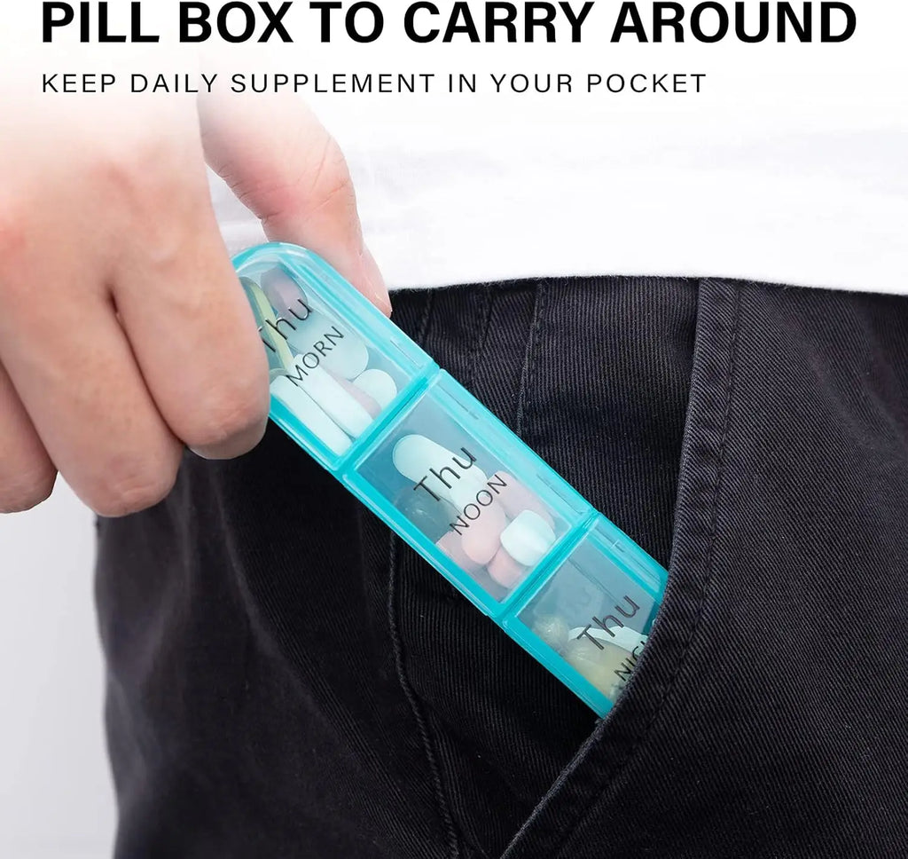 Pill Organizer 3 Times a Day - Pill Box 7 Day, Large Weekly Medicine Pill Organizer for Travel with Individual Compartments