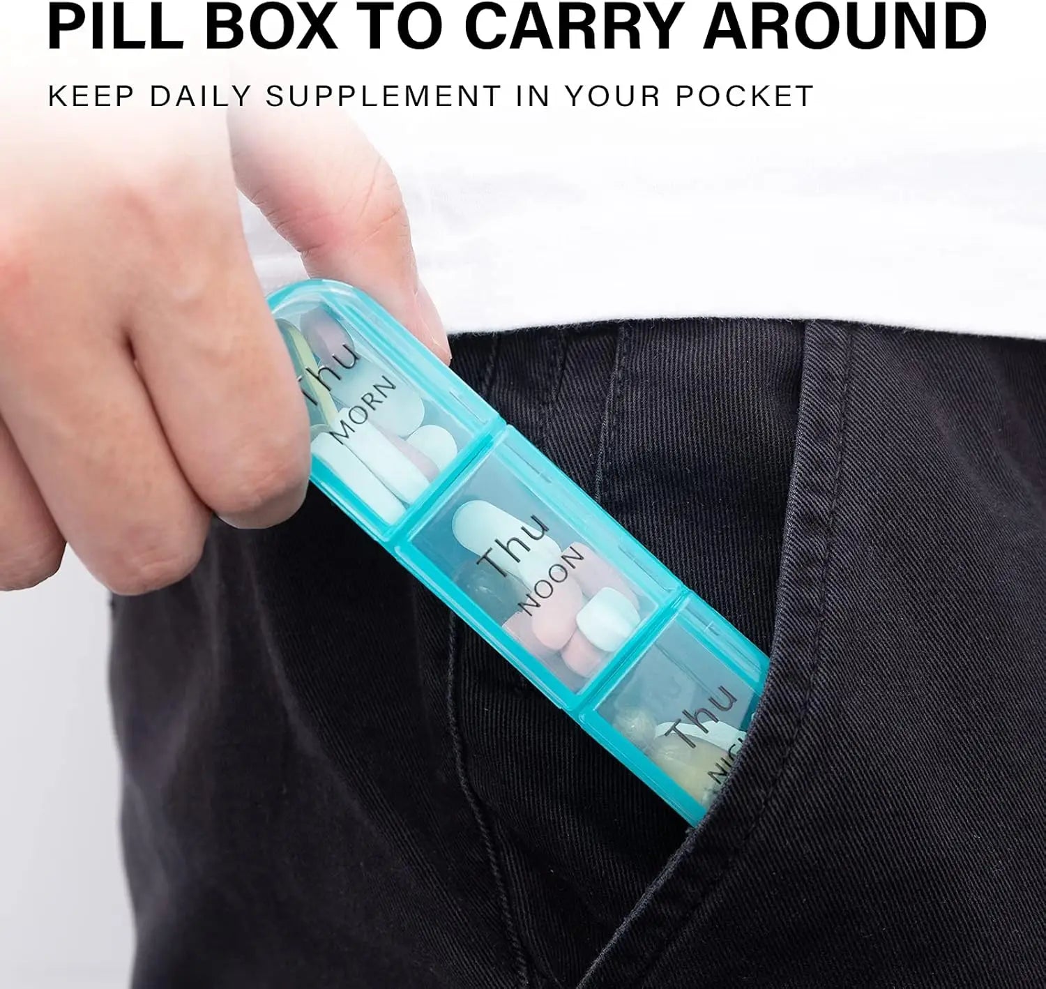 Pill Organizer 3 Times a Day - Pill Box 7 Day, Large Weekly Medicine Pill Organizer for Travel with Individual Compartments