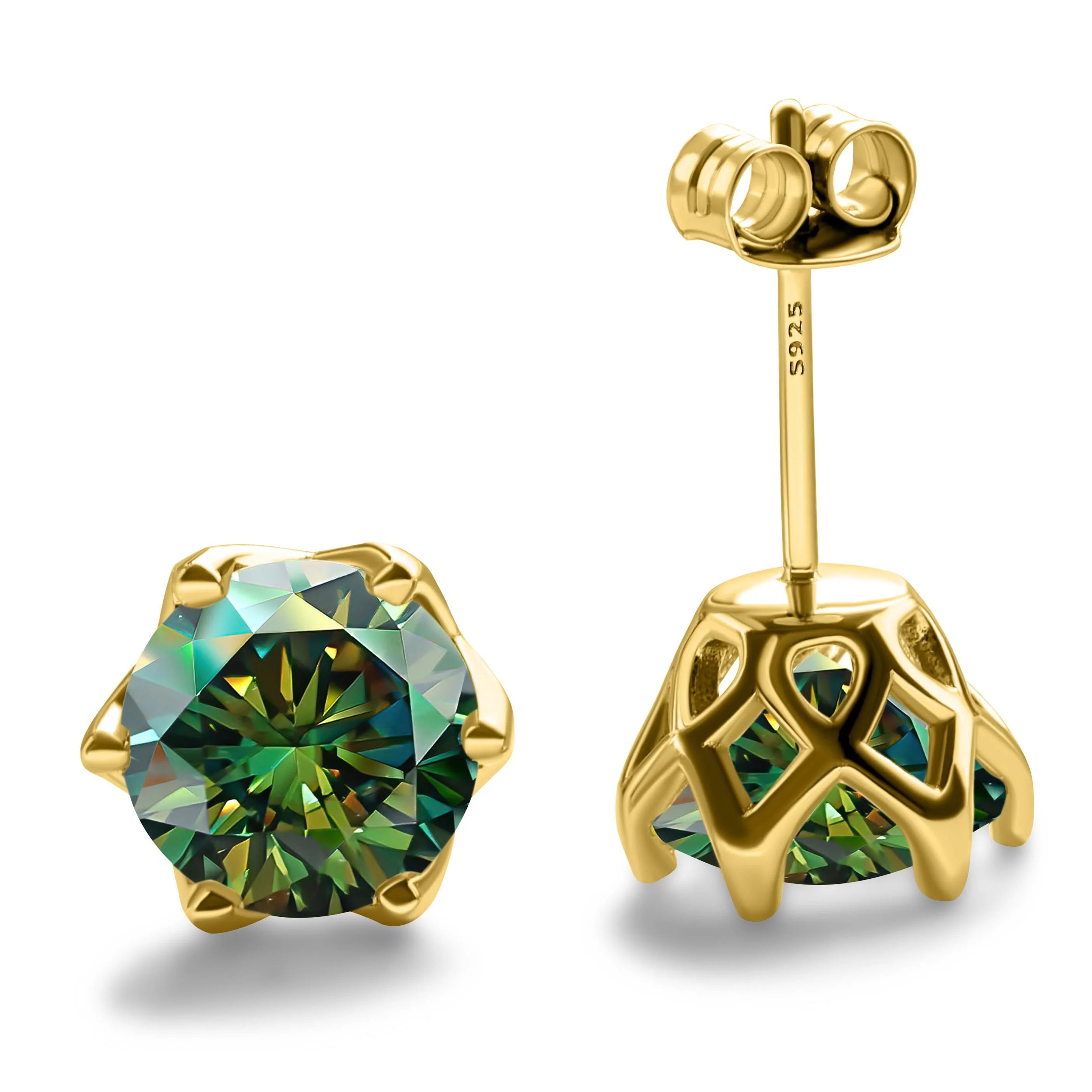 1-2 Carat D Color Moissanite Earrings For Women 100%925 Sterling Silver Ear Studs Fashionable and Brilliant
