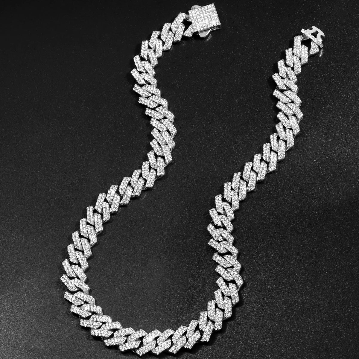14mm Iced Out Cuban Link Chain — Prong-Set Choker & Bracelet, Gold or Silver Tone | Unisex