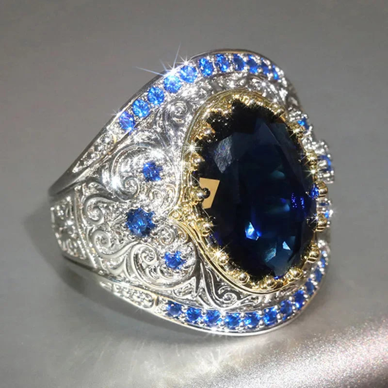 Two-Tone Water Drop Zircon Ring