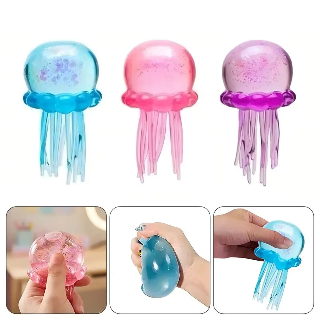 Trending Nee Doh Jellyfish & Cube Squish Toy, Soft Jelly Squeeze Stress Relief Fidget Toy, Sensory NeeDoh for Kids & Adults New