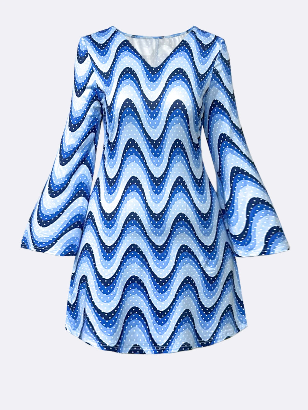 Plus Size 70s Floral Print Dress, Disco Party Mini with Bell Sleeves, Jazz Hippie A-Line Swing Dress for Women