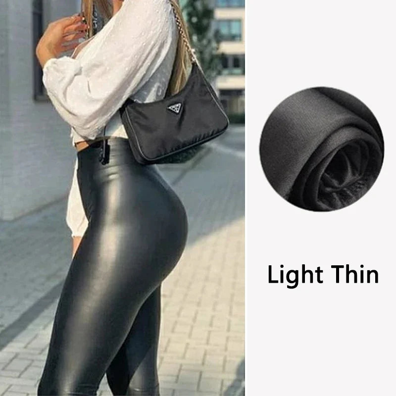 Black Leather Leggings Skinny Sexy Casual Pants Spandex Stretchy Legging Femme PU High Waist Leggings Women Push Up Leggins 3XL