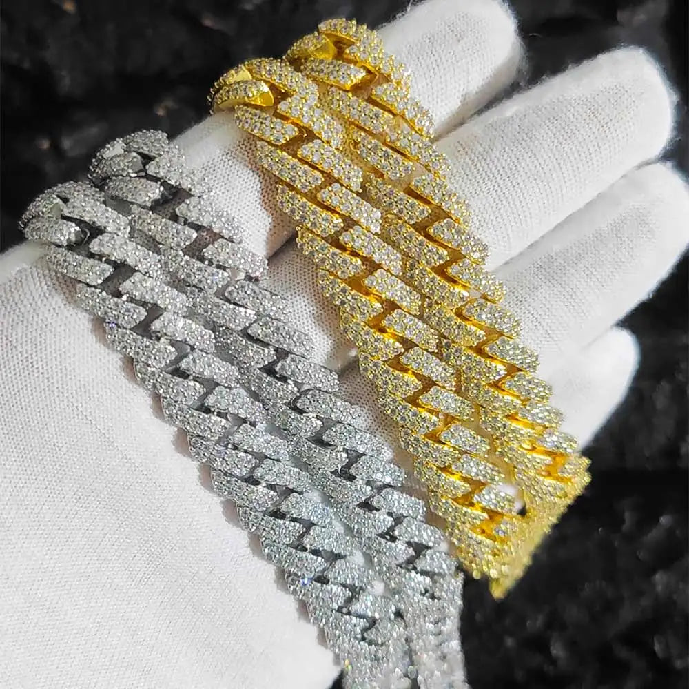 Hip Hop Jewelry 10/12/14/15/20mm CZ Cuban Link Necklace For Men Miami Bling Iced Out Prong Cuban Link Chain Party Gift