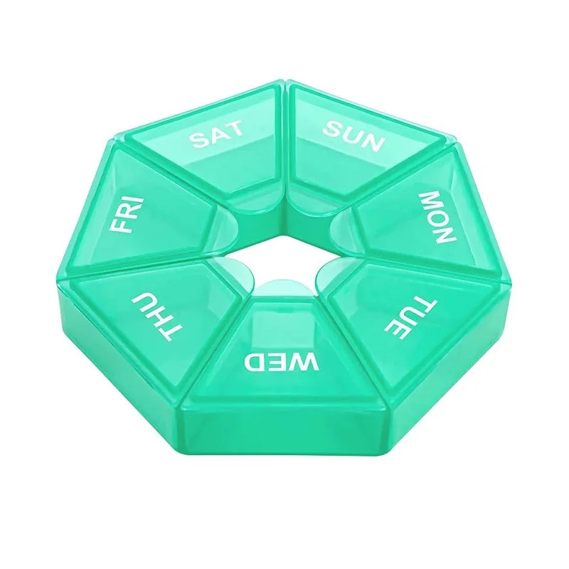 Weekly 7-day Pill Organizer Portable Travel Pill Box Multifunctional Small Medicine Case Black