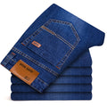 Men’s Classic Fitted Stretch Straight-Leg Jeans, Black & Blue