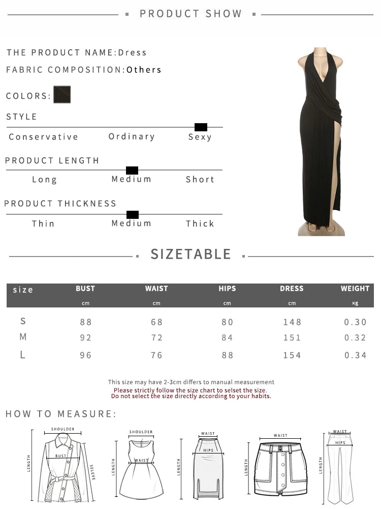 Halter Deep V Ruched High-Split Maxi Dress