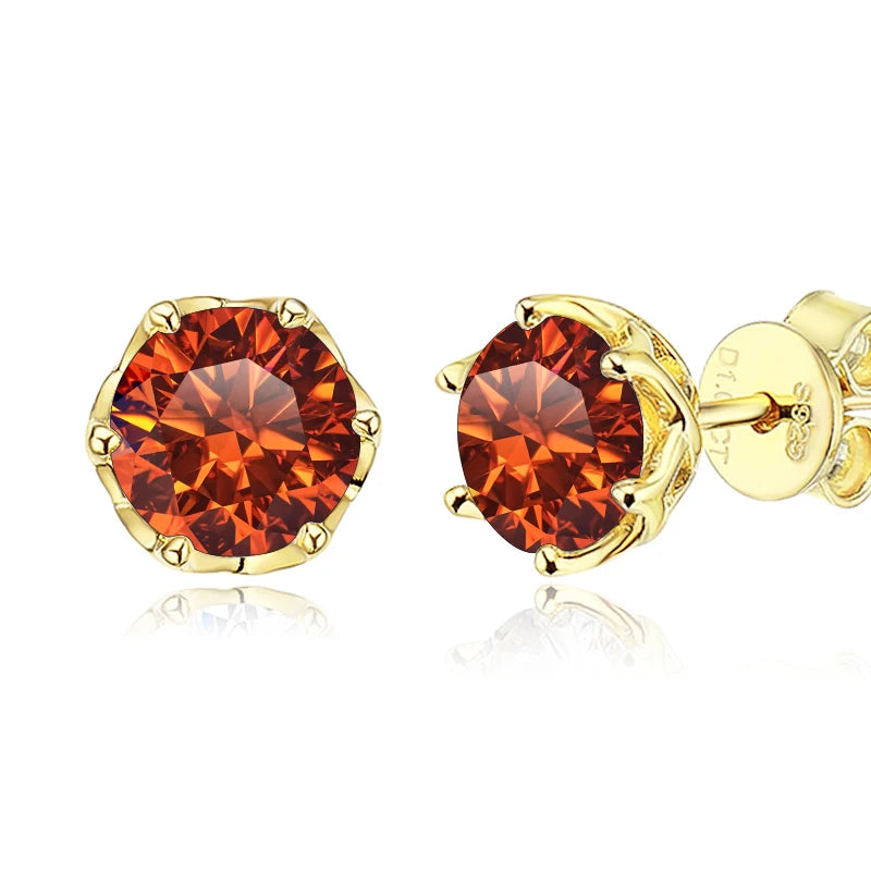 JoyceJelly 1/2/4CT D Color Moissanite Diamond Stud Earrings S925 Sterling Silver Plated 18K Gold Ear-studs Luxury Fine Jewelry