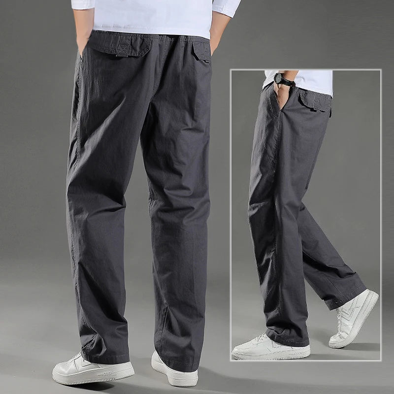 Men's Cargo Pants Cotton Black Work Pants Summer Casual Climbing Joggers Man Sweatpants Sports Spring Autumn Twill Trousers