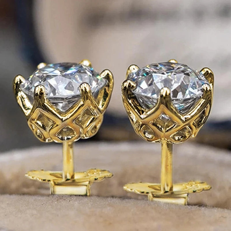JoyceJelly 1/2/4CT D Color Moissanite Diamond Stud Earrings S925 Sterling Silver Plated 18K Gold Ear-studs Luxury Fine Jewelry