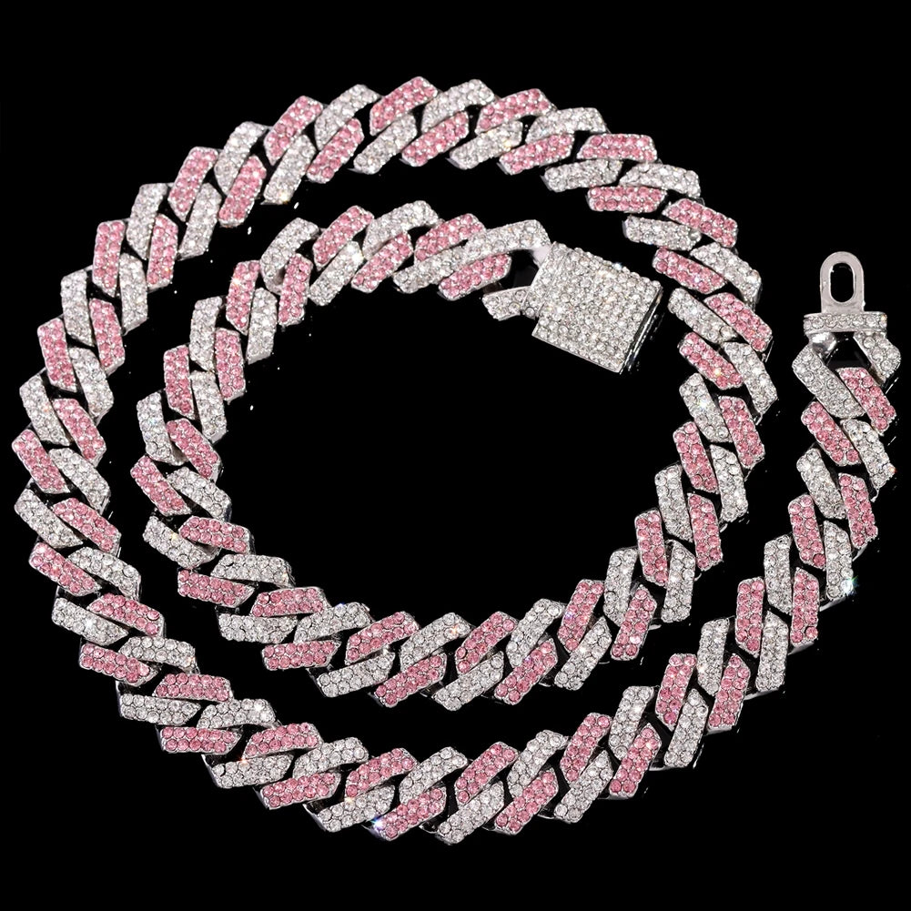 14mm Iced Out Rhombus Cuban Link Chain