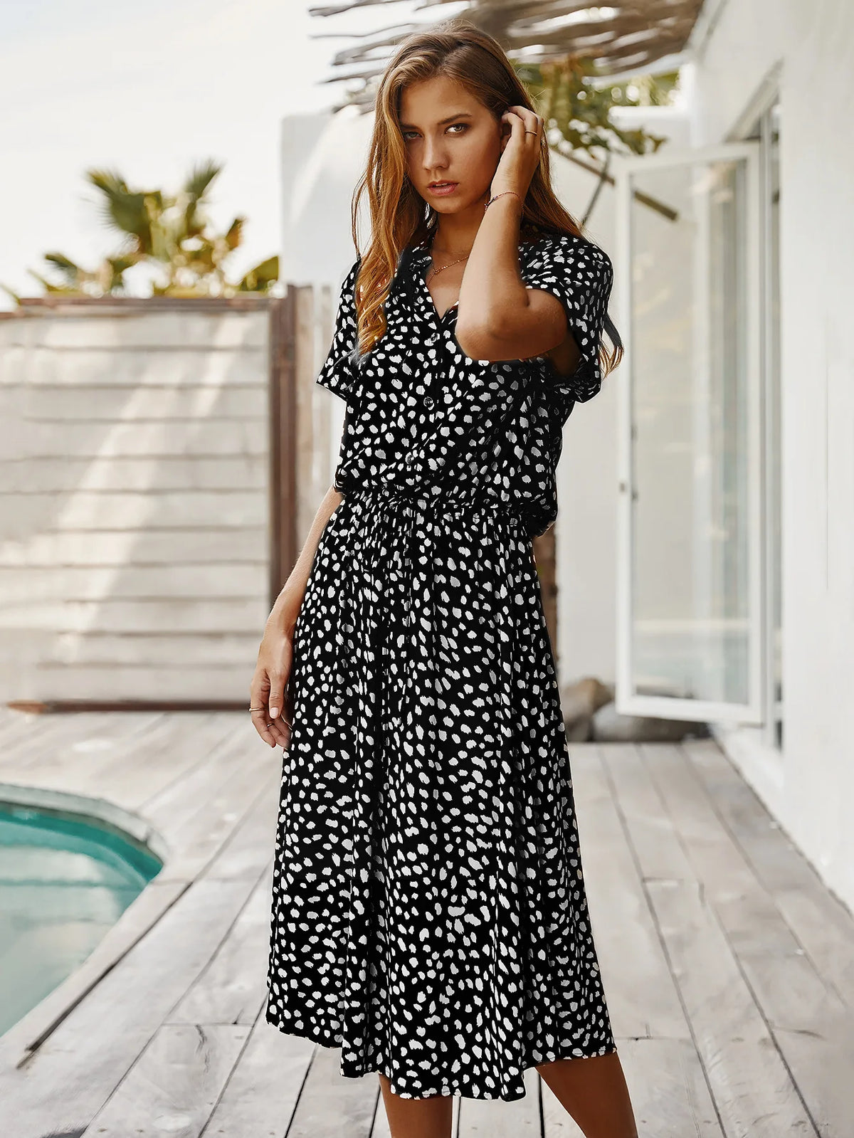 Vintage Floral Shirt Dress – Belted Mid-Calf Fit