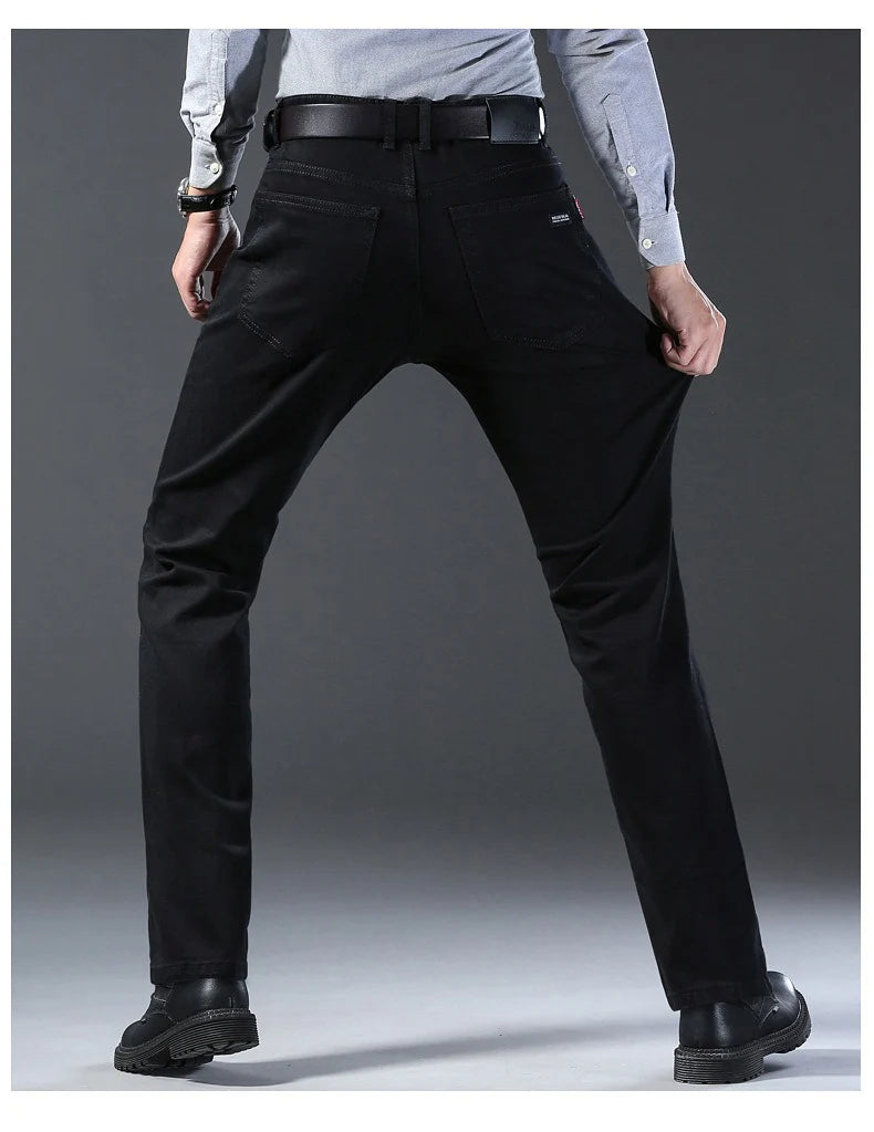Men’s Classic Soft Stretch Black Straight-Leg Jeans
