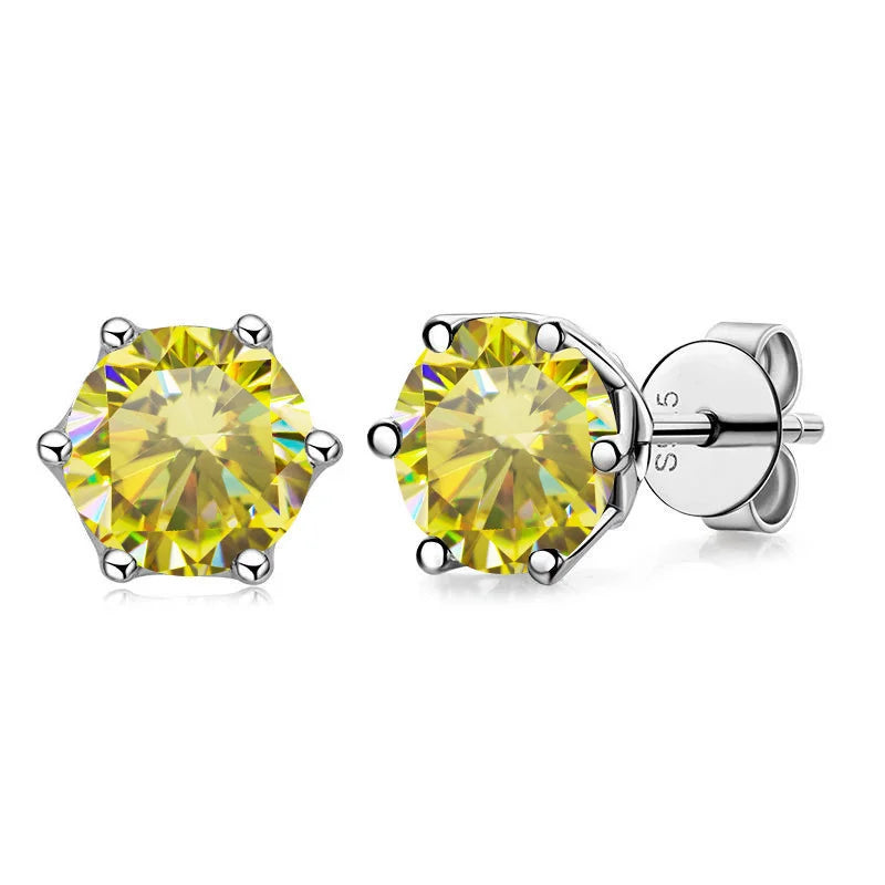 Butterflykiss D Color Moissanite Stud Earrings — 925 Sterling Silver | GRA Certified | 0.5CT, 1CT & 2CT | 20+ Colors