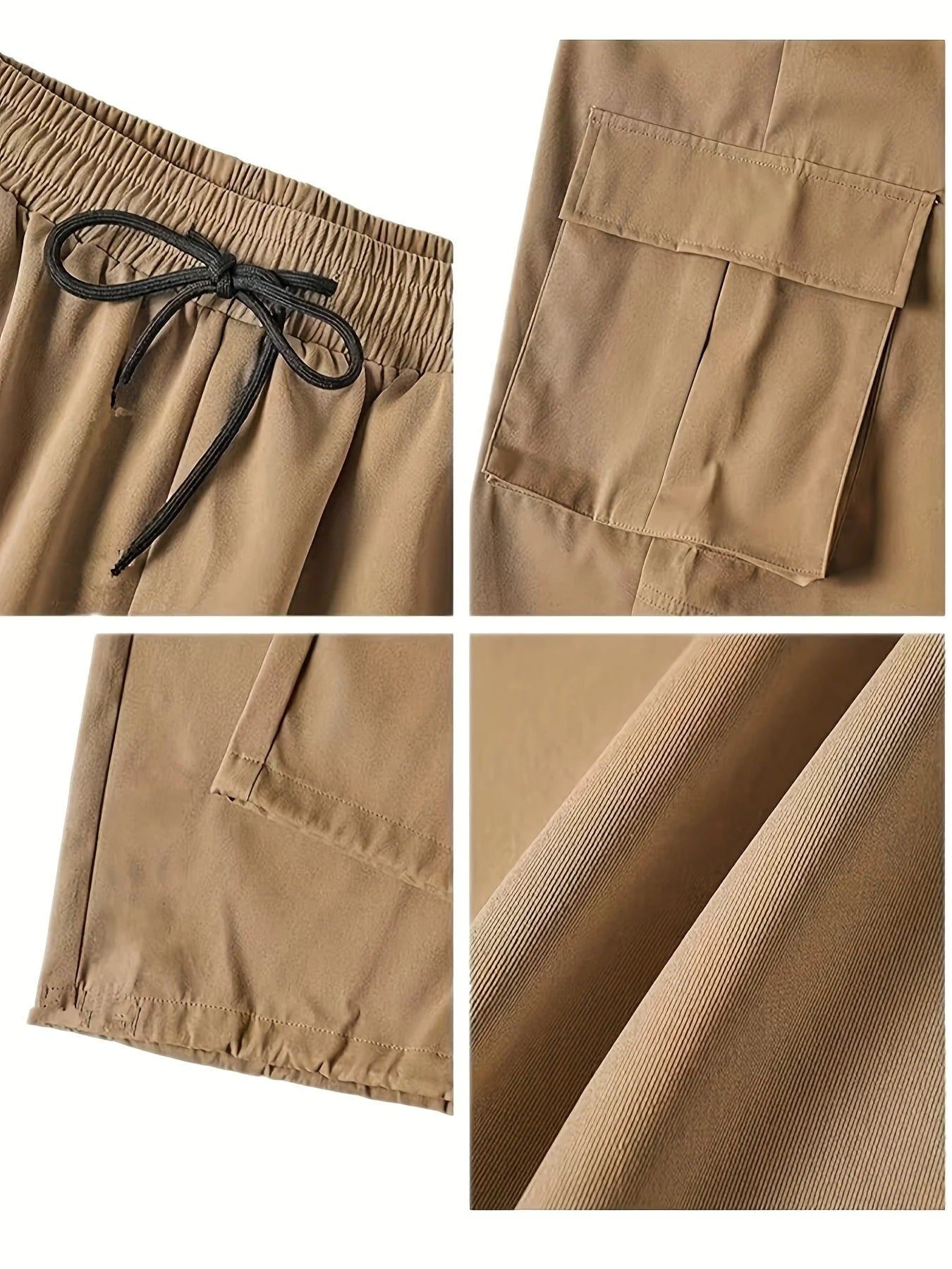 Men's casual drawstring pants with flip pockets - comfortable and stylish multi pocket design suitable for hiking and street wea