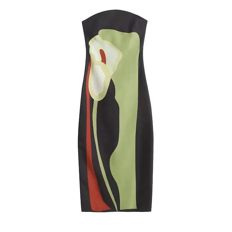Strapless Backless Printed Maxi Dress — Off-Shoulder Sleeveless | Party Evening | Women's S–XL