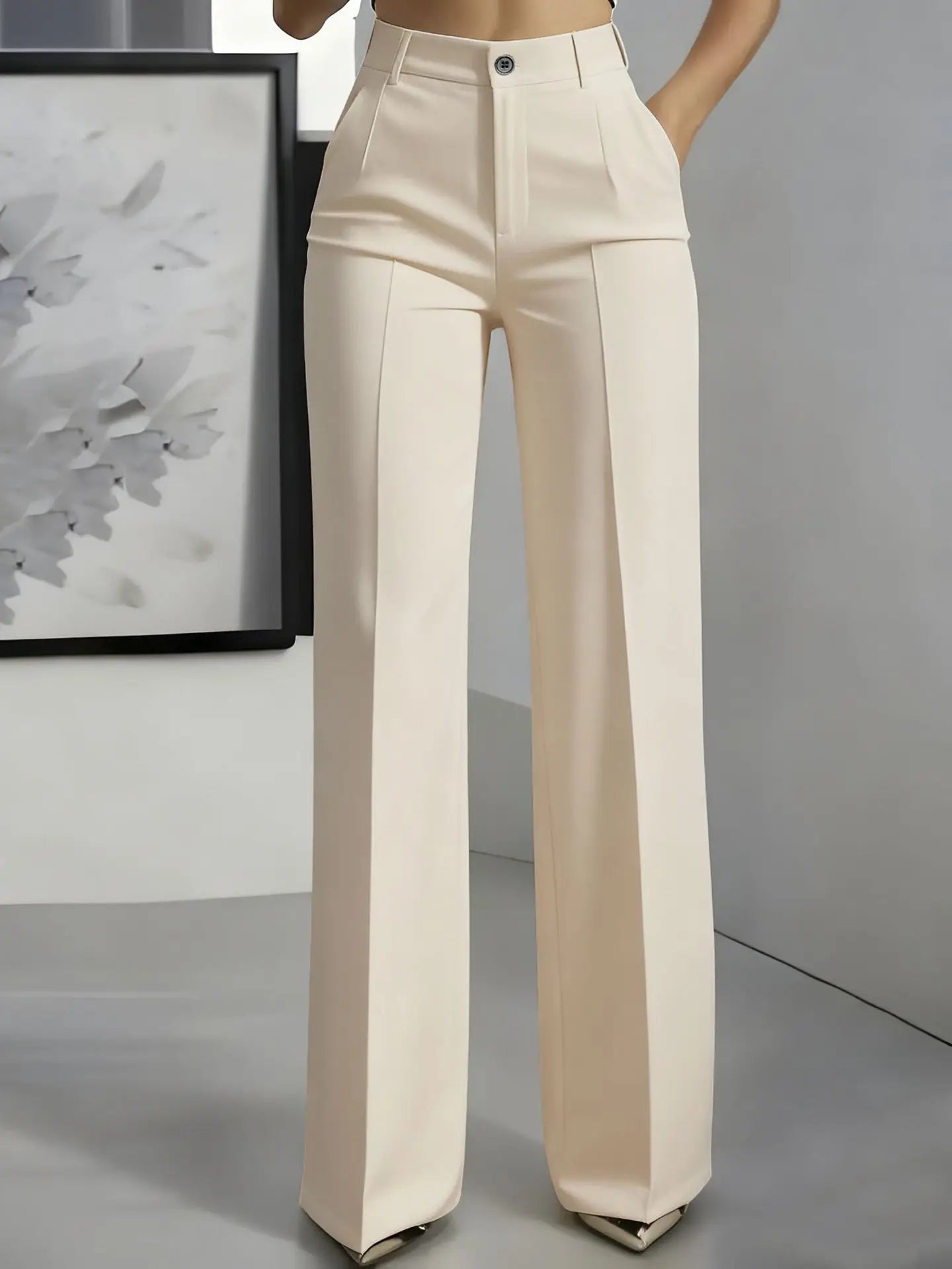 Women's High Waist Straight Leg Dress Pants – Elegant Office Trousers