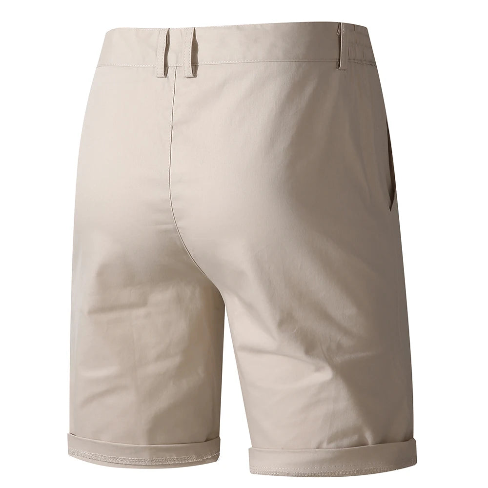 100% Cotton Men Shorts Summer Solid Color High Quality Shorts Social Beach Homme Shorts Casual Fashion Business Short Pant Men