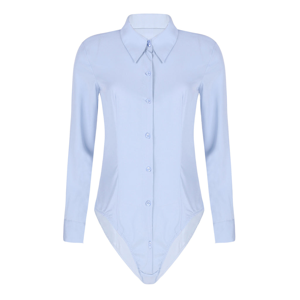 Women's Long Sleeve Bodysuit Shirt – Slim Fit Office Blouse Leotard Top