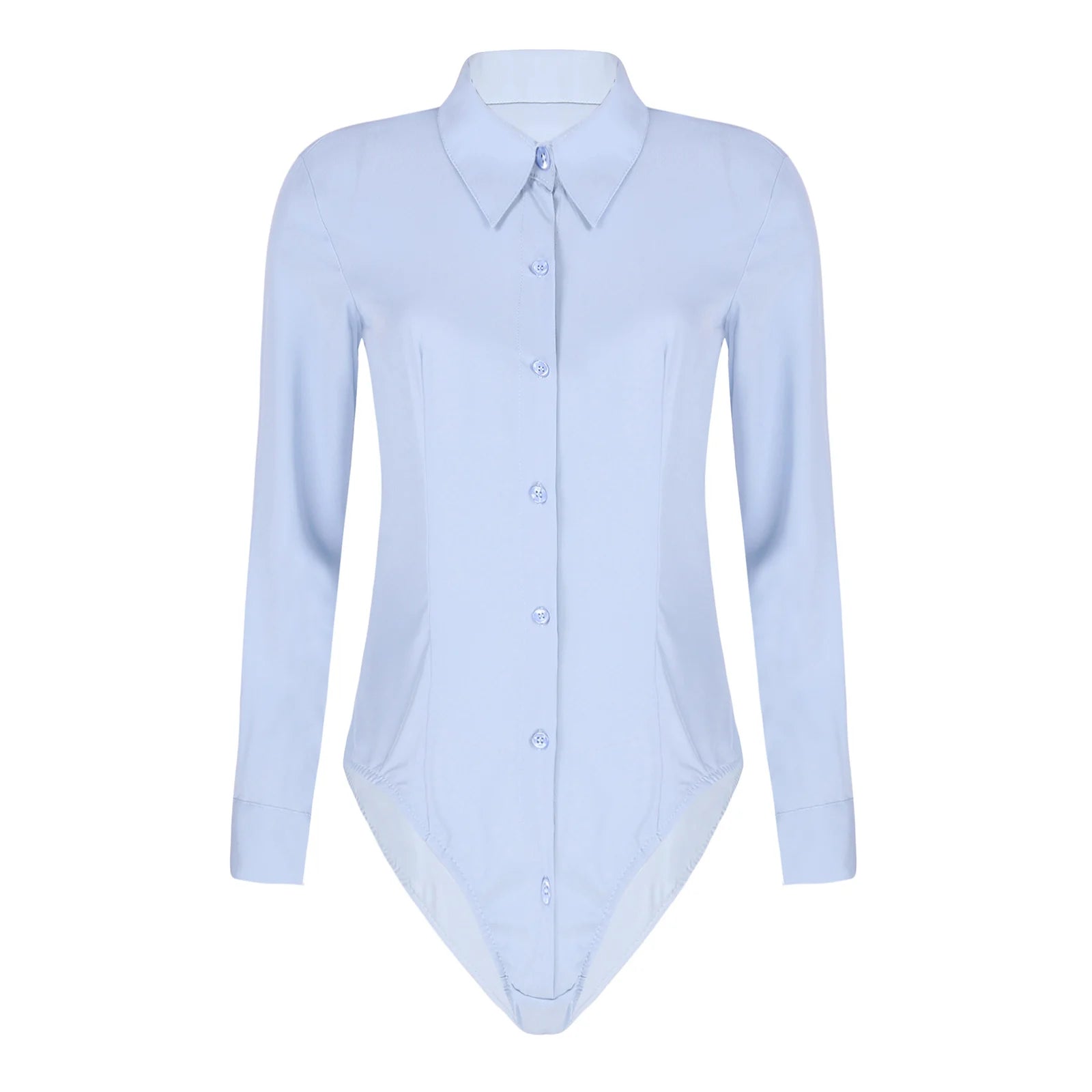 Women's Long Sleeve Bodysuit Shirt – Slim Fit Office Blouse Leotard Top
