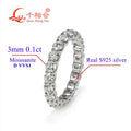 solid 2mm 3mm white round Moissanite diamond Full Eternity Band 925 Sterling Silver Jewelry Wedding Ring Valentine's Day Gift