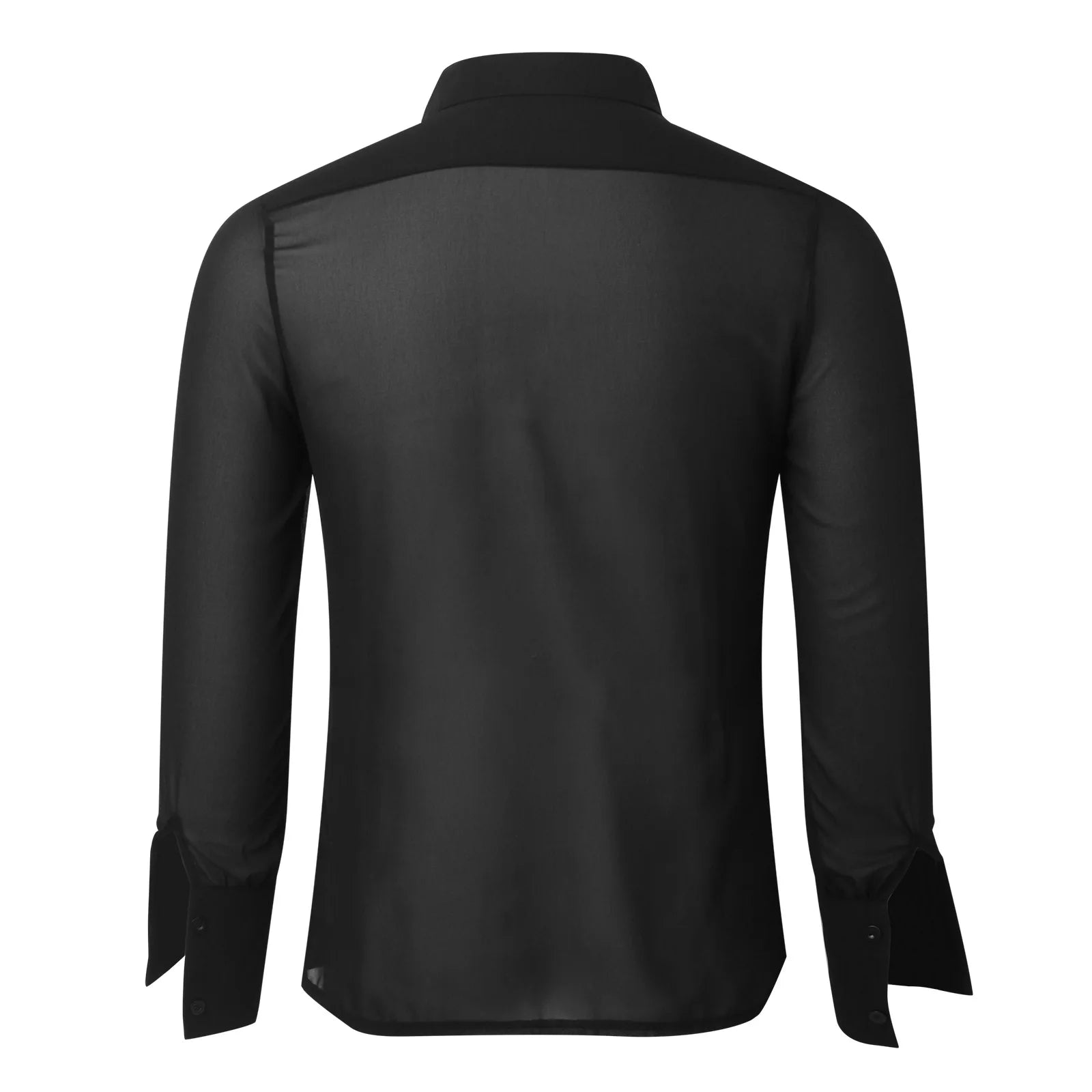 Men's Mesh See-Through Long Sleeve Shirt — Solid Color Button-Down | Vintage Streetwear Retro Party | S–3XL