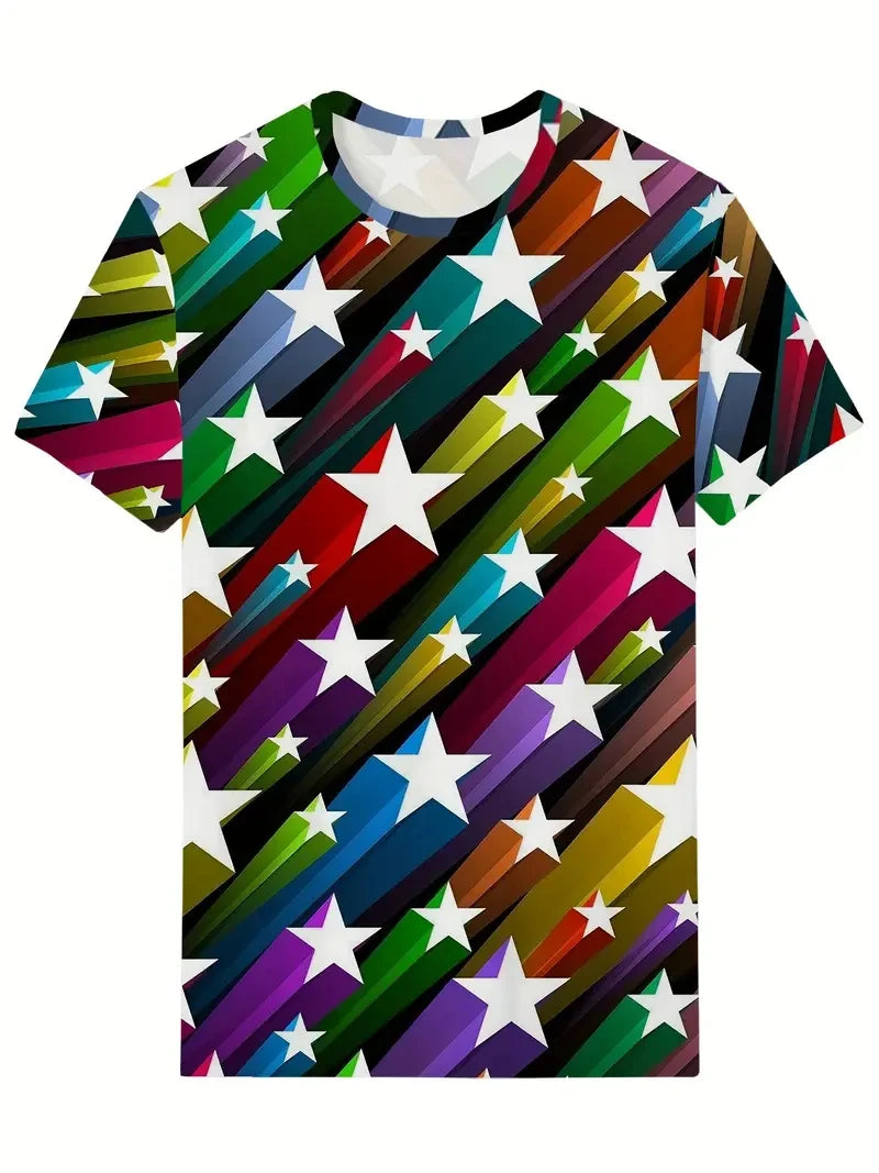 Men's fashion T-shirts interesting pattern 3D printing T-shirts casual graffiti short-sleeved T-shirts men's round neck T-shirts