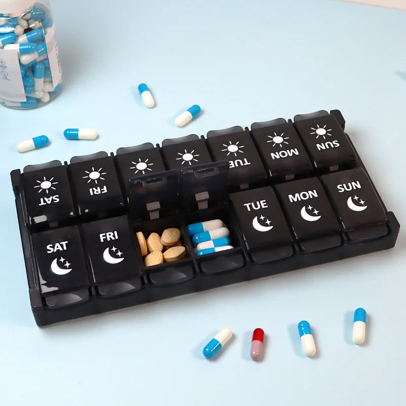 A Weekly Pill Organizer, A 7-day Pill Box, A Cute Pill Box For Travel, A Daily Pill Dispenser Stand Container For Medication