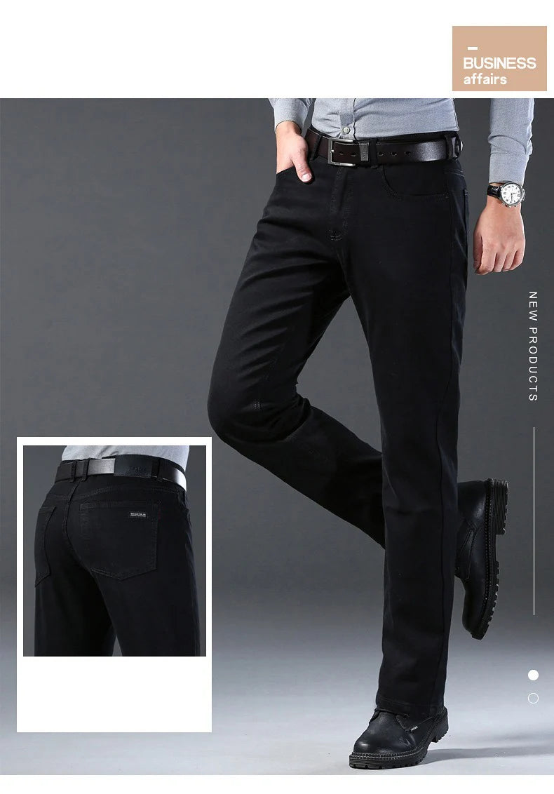 Men’s Classic Soft Stretch Black Straight-Leg Jeans